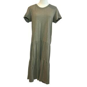 Wilt Sage Green Slub Knit Tiered Midi Dress 100% Cotton Boho Minimalist Small